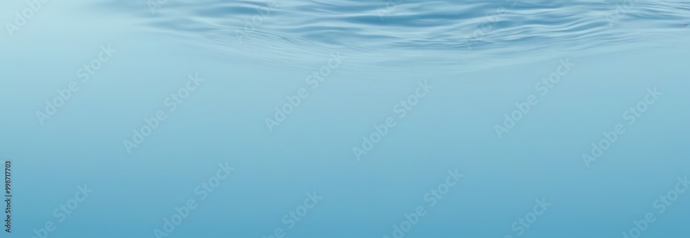 Poster a serene underwater scene with a calm, light blue-green hue, featuring a gentle wave pattern and a s