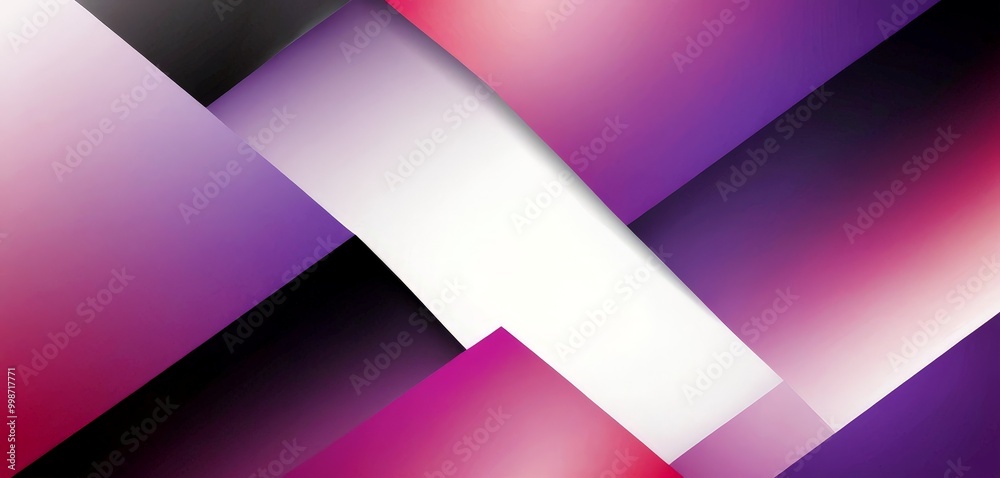 Poster a vibrant abstract composition of intersecting diagonal lines in various shades of purple, pink, and black, creating a dynamic and visually striking pattern