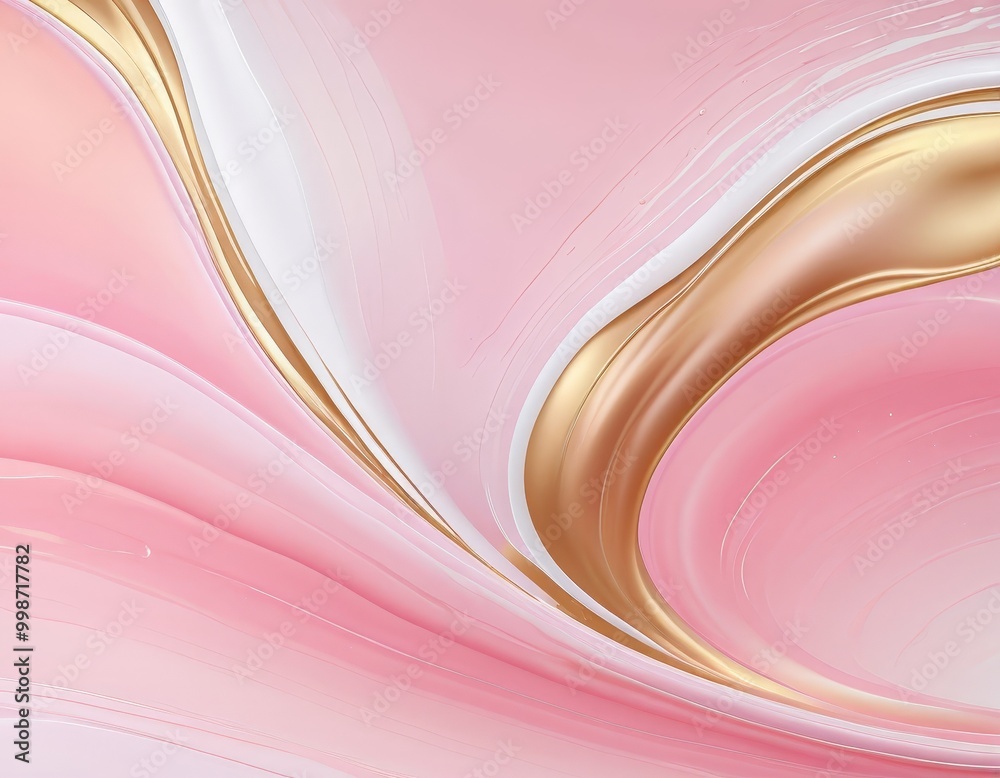 Aufkleber a pink and gold abstract background with a fluid, wavy pattern