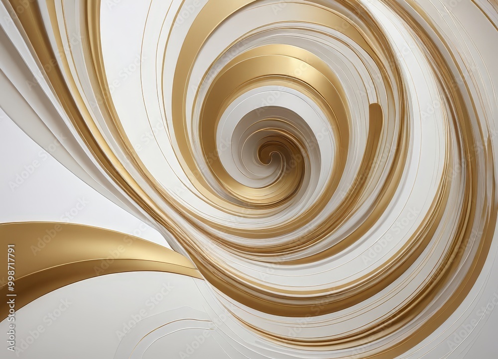 Aufkleber a spiral pattern composed of gold and white lines, creating a visually striking and abstract design