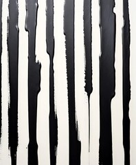 a close-up view vertical line of black paint strokes on a white background