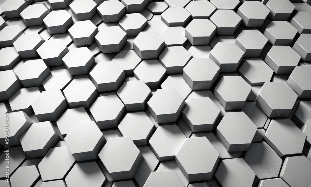 Fototapete A repeating pattern of white hexagonal shapes arranged in a grid-like fashion, creating a visually striking and geometric design.