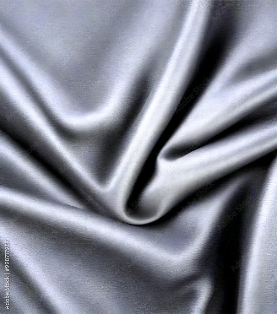 Poster a close-up view black satin fabric, with its folds and creases creating a smooth, flowing texture