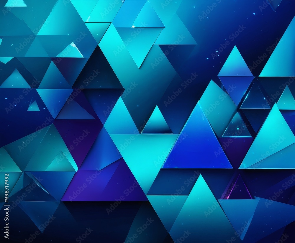 Poster a geometric pattern composed of numerous blue triangles arranged in a repeating pattern, creating a visually striking and abstract design