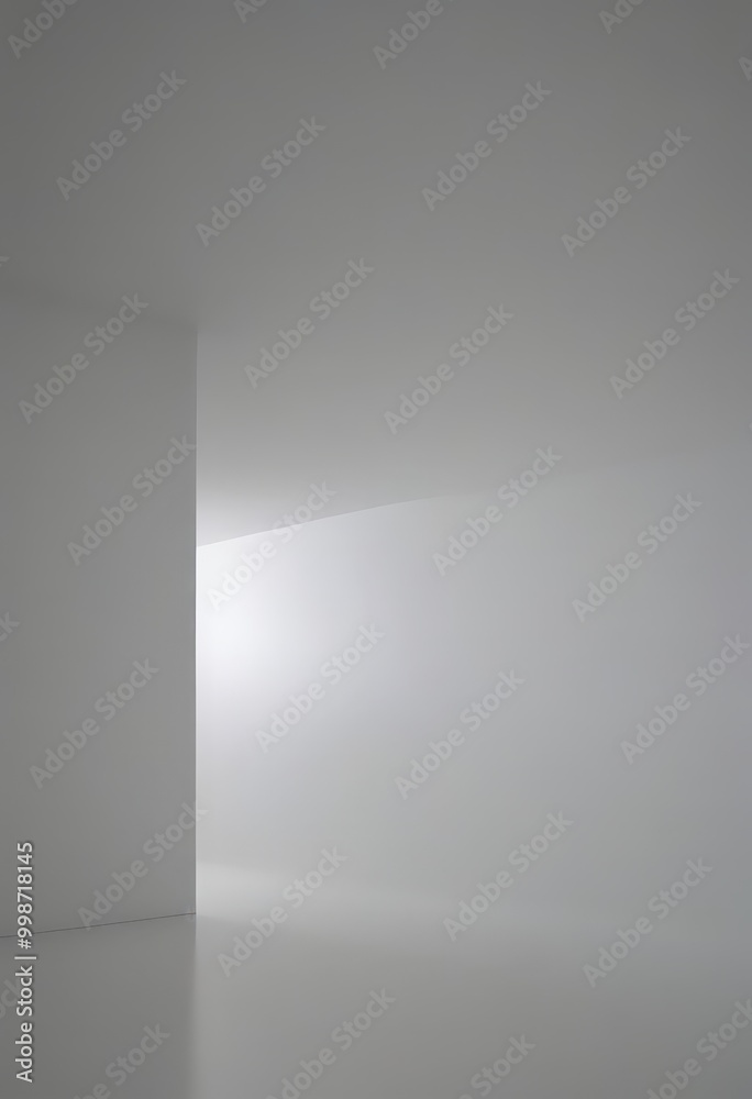 Aufkleber a minimalist white room with a single light source on the right side, casting a shadow on the left s