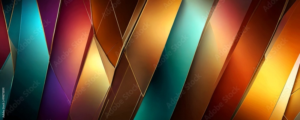Poster a vibrant abstract background composed of intersecting diagonal lines in various colors, including s