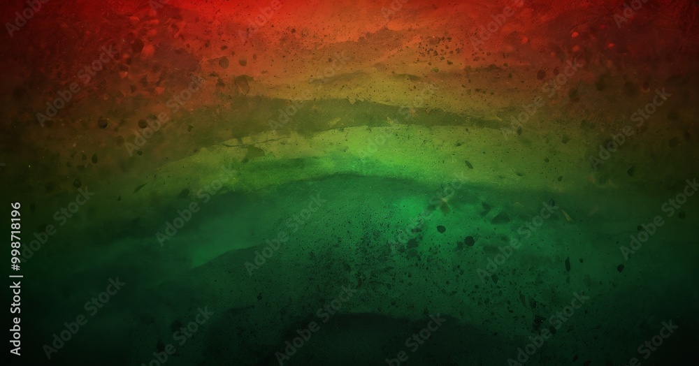 Poster a vibrant abstract background with a gradient of colors, transitioning from red at the top to green at the bottom The background is speckled with small black dots, adding