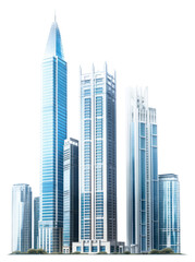 Obraz premium PNG Office buildings complex architecture metropolis skyscraper.