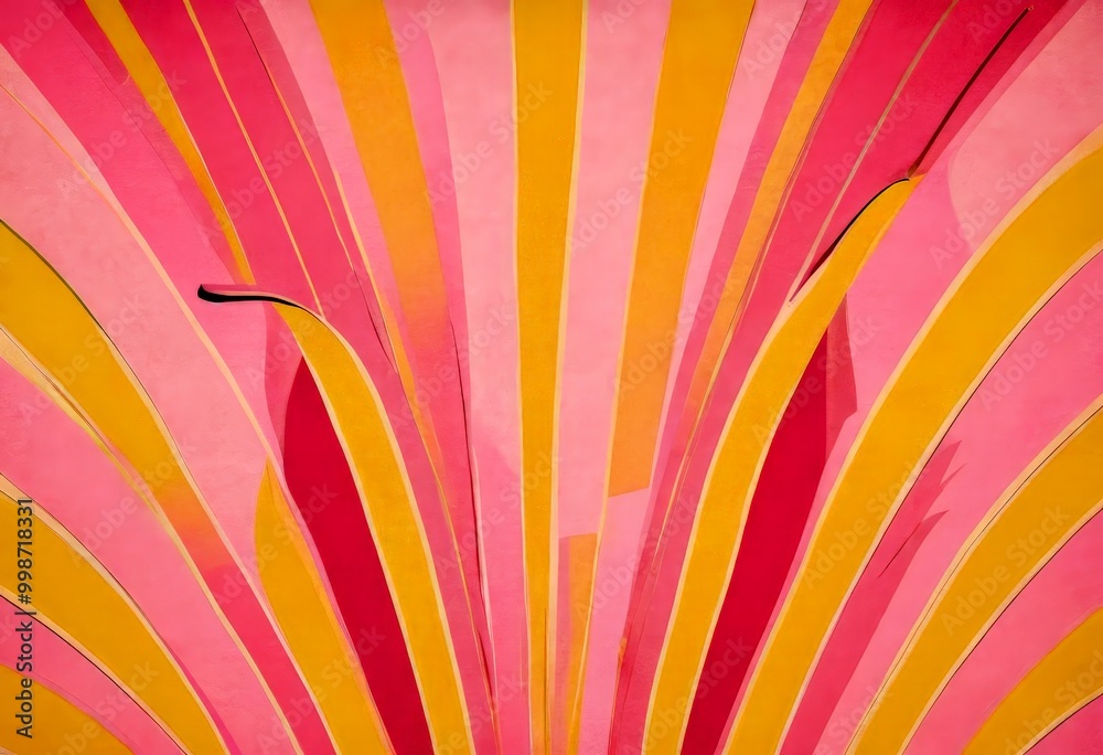 Aufkleber a vibrant abstract composition of overlapping vertical stripes in various shades of pink, yellow, an