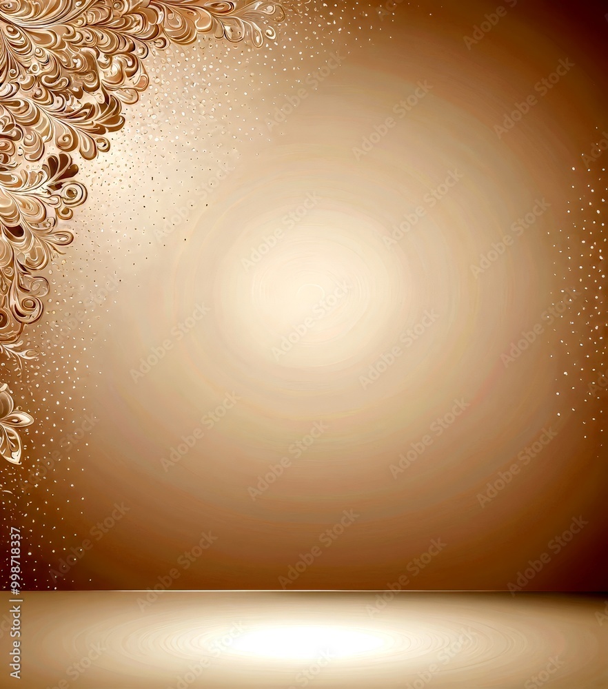 Fototapete a beige background with a decorative floral pattern on the left side and a gradient of light and dar