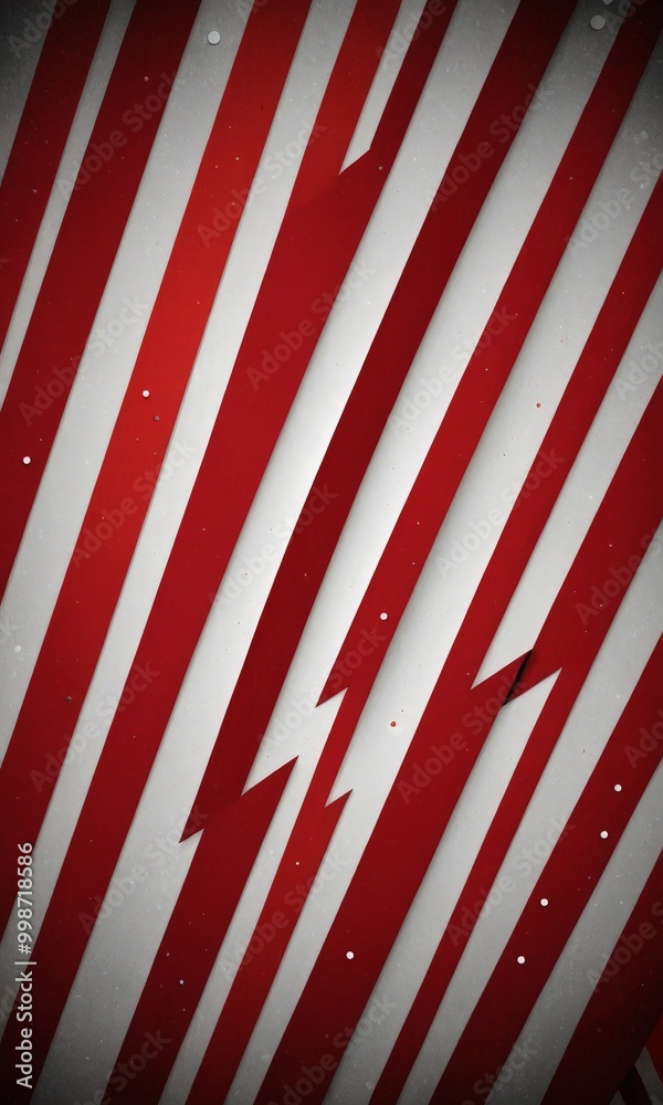 Poster a striking abstract pattern of diagonal red and white stripes, creating a dynamic and visually captivating composition