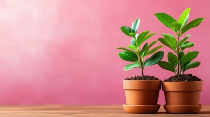 Fototapeta premium Vibrant Indoor Plants in Terracotta Pots