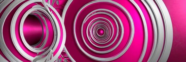 Obraz premium a spiral pattern, with concentric circles of varying sizes and shades of pink and silver, creating a visually striking and abstract design