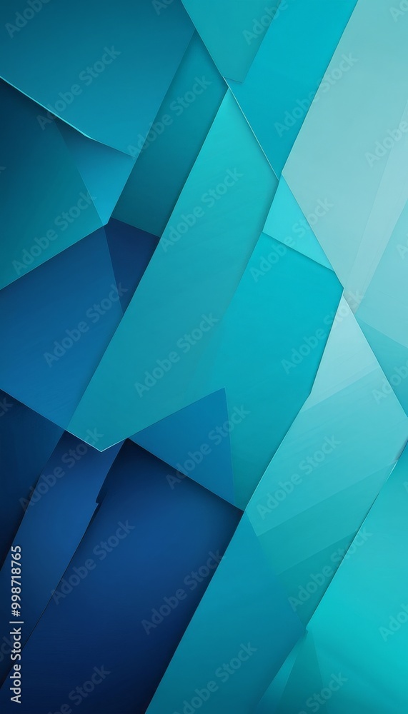 Poster a geometric pattern composed of intersecting blue and teal-colored triangles, creating a visually striking and abstract design