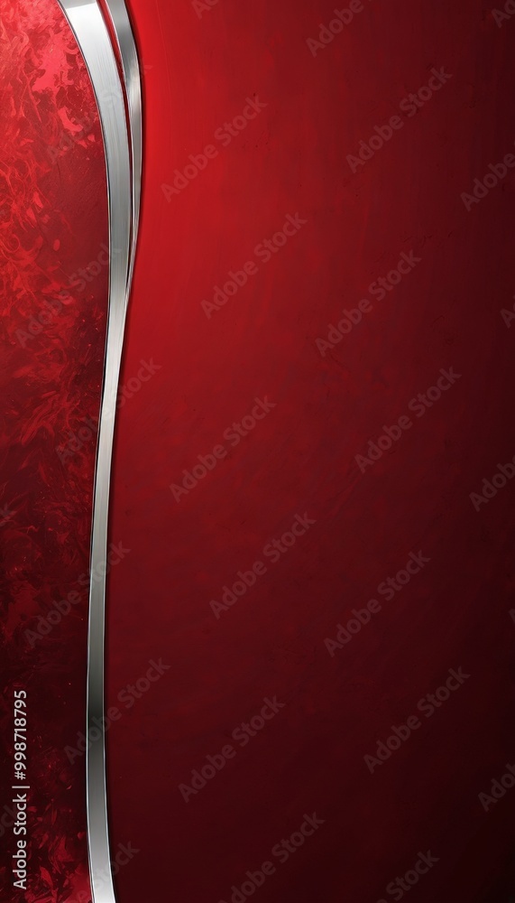 Poster a striking red background with a silver-colored vertical line running diagonally across the center, creating a sense of movement and dynamism.