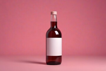 Obraz premium a close up of a bottle of wine with a blank label