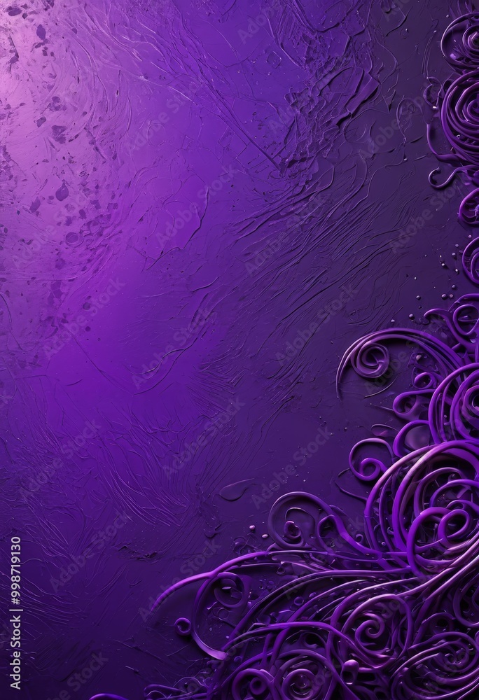 Aufkleber a textured purple background with a central, abstract design of swirling, curving lines and shapes