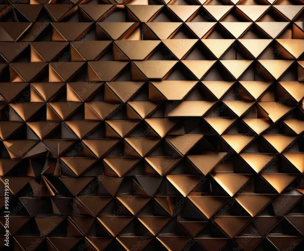 Poster a repeating pattern of triangular shapes in varying shades of brown, creating a visually striking and geometric design