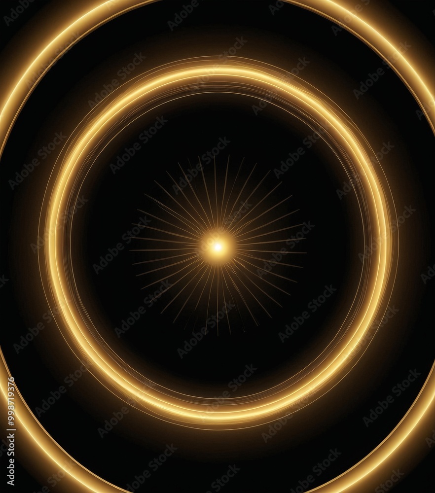 Aufkleber a circular pattern of golden lines radiating outwards from a central point, creating a mesmerizing and visually striking effect against a black background