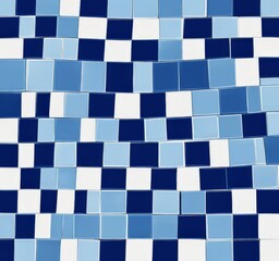 Fototapeta premium a pattern of blue and white tiles arranged in a grid-like fashion, creating a visually appealing and repetitive design