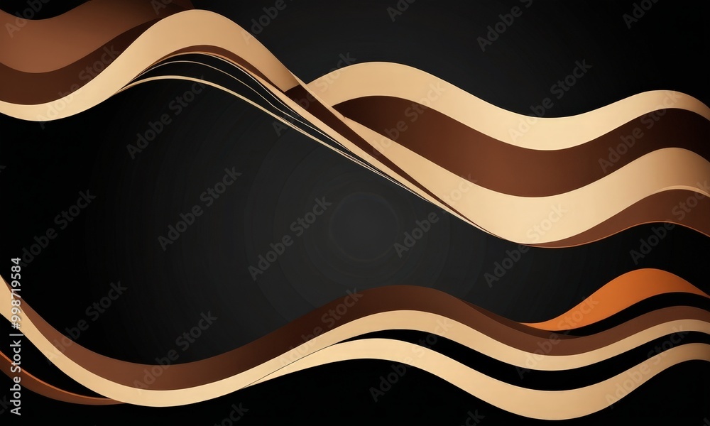 Poster a dark background with a repeating pattern of brown and orange wavy lines, creating a sense of movement and rhythm