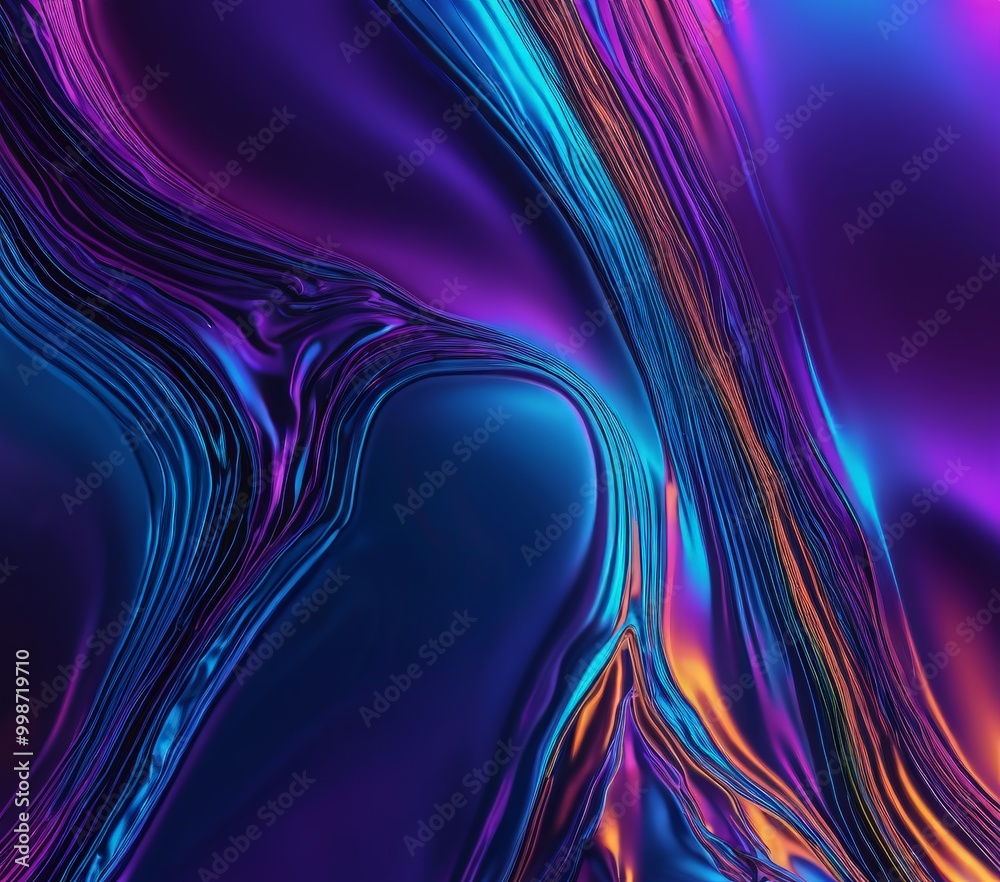 Aufkleber a vibrant abstract pattern with swirling lines and curves in shades of blue, purple, and orange, creating a dynamic and visually striking composition