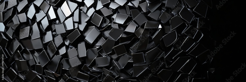 Aufkleber a dark, abstract pattern composed of numerous small, square-shaped black tiles arranged in a seemingly random manner, creating a sense of depth and complexity