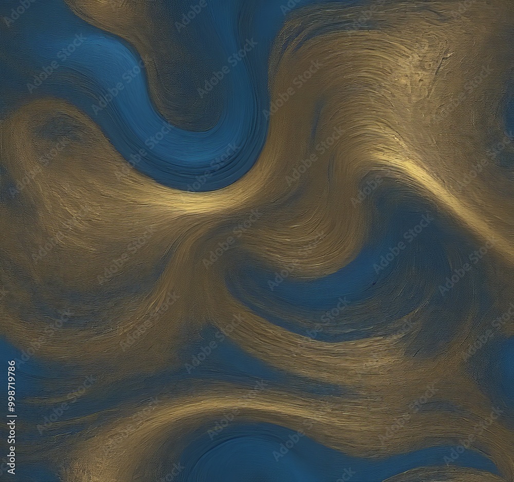 Poster a swirling pattern of blue and gold hues, creating a dynamic and captivating visual effect.