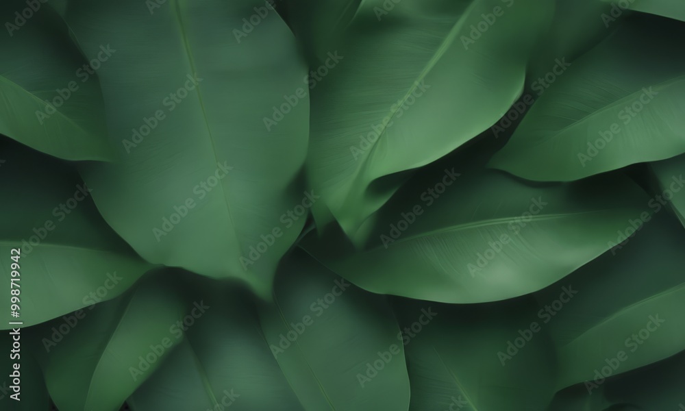 Poster a close-up view dense collection of large, dark green leaves overlapping each other, creating a textured and layered appearance