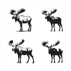 deer silhouette vector illustration, 