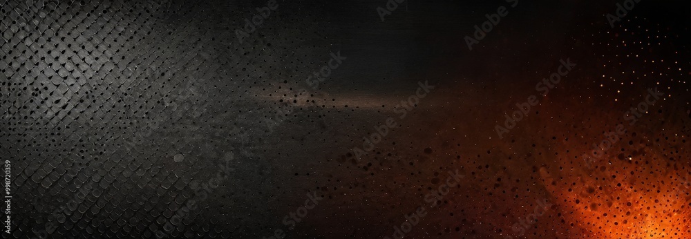 Poster a dark, textured background with a gradient of black and orange. The top half of the image is dark, while the bottom half transitions from black to orange, creating a sense