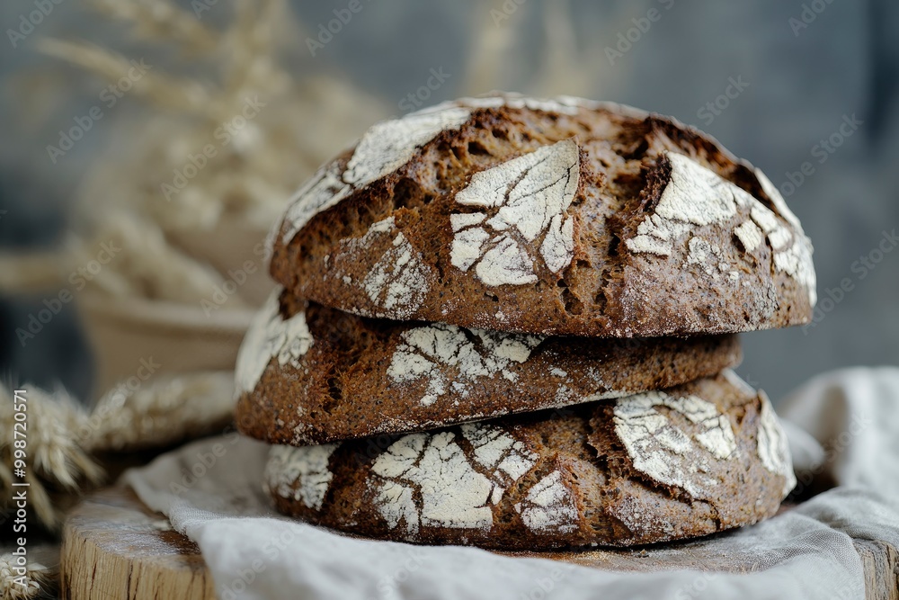 Wall mural delicious mixed rye bread, also called gray bread - generative ai