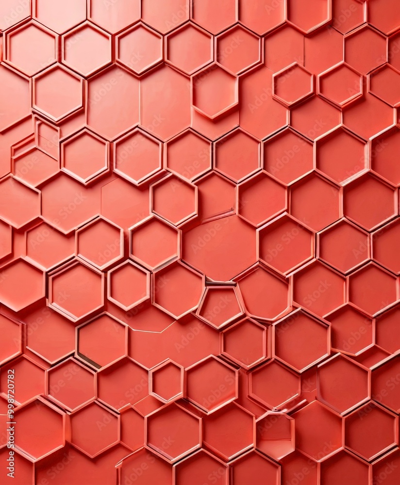 Fototapete a repeating pattern of pink hexagonal shapes arranged in a grid-like fashion, creating a visually striking and geometric design