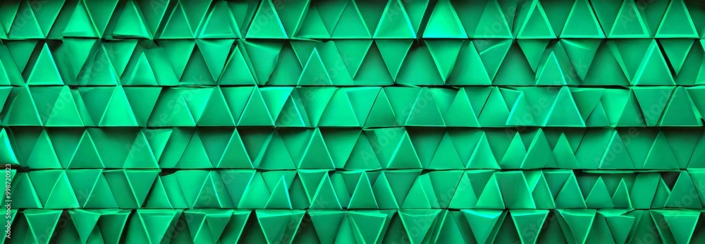 Wall mural a repeating pattern of green triangular shapes arranged in a grid-like fashion, creating a visually 