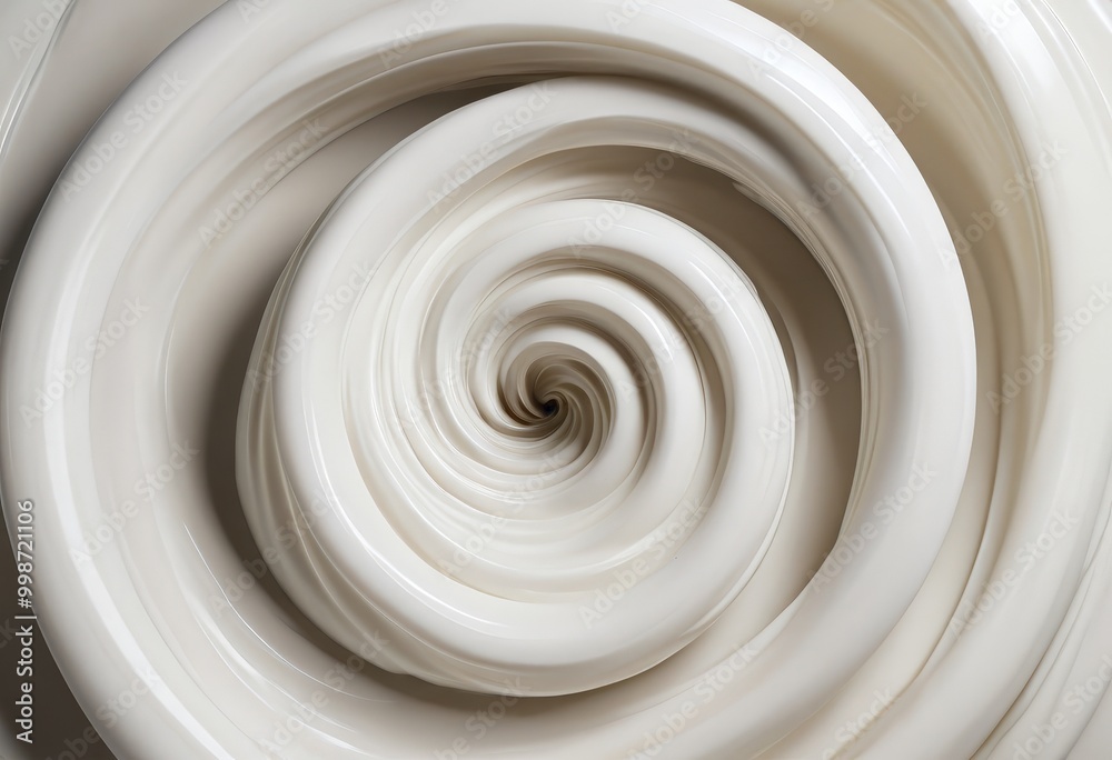 Fototapete a close-up view of a spiral pattern, with a white color scheme and a slight blur effect, creating a sense of movement and depth.