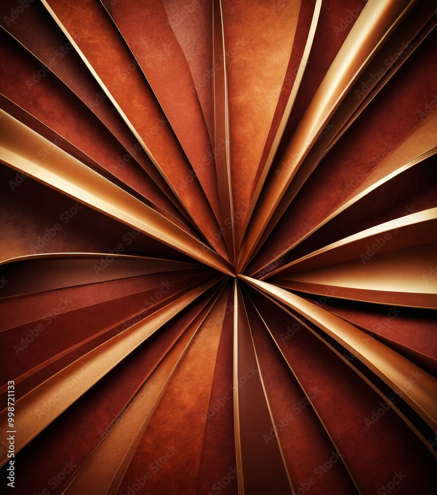 Aufkleber a radial pattern of overlapping lines and curves in shades of brown and gold, creating a sense of depth and movement.