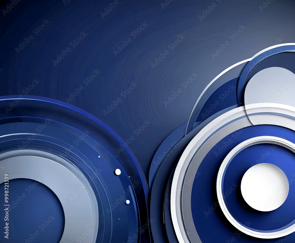 Fototapete a collection of overlapping concentric circles in shades of blue and gray, creating a visually strik