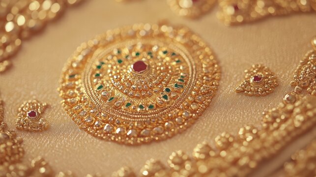 Golden tanjore painting with intricate accents for art decor and collection