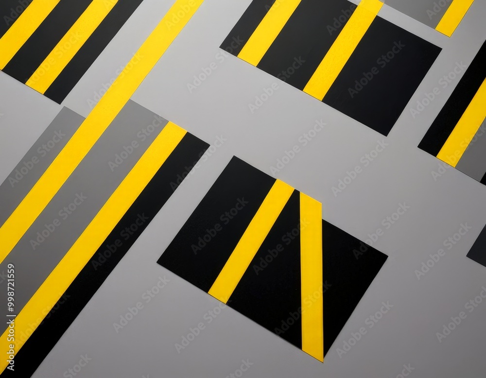 Aufkleber a geometric pattern composed of intersecting black and yellow lines, creating a sense of depth and complexity