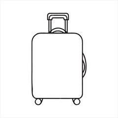 single one line trolley bag silhouette on white background

