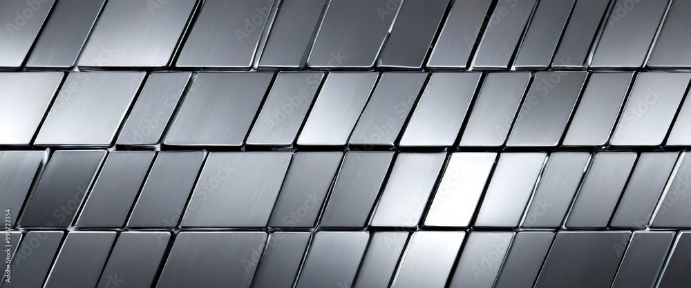 Aufkleber a close-up view metallic surface composed of numerous rectangular panels arranged in a diagonal pattern The panels vary in size and color, creating a visually striking
