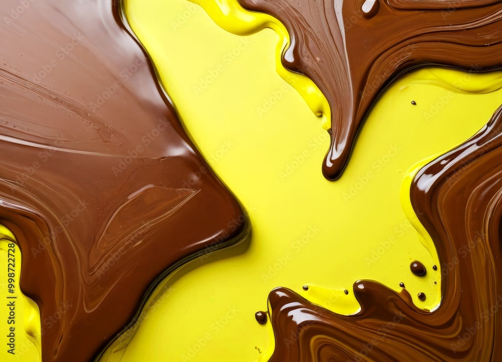 Leinwandbilder abstract background with swirling patterns of chocolate and yellow paint, creating a dynamic and vis