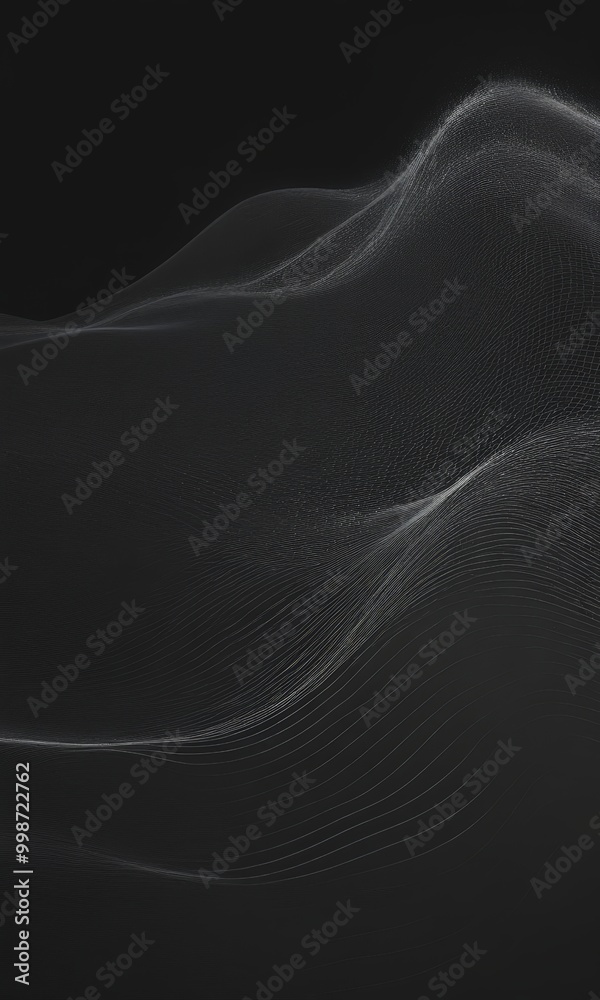 Fototapete Abstract wave-like pattern in black and white, with a subtle gradient effect