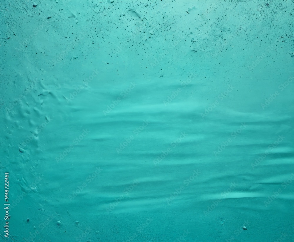 Poster a close-up view textured surface with a vibrant turquoise color, featuring small, irregularly shaped specks or specks of color scattered throughout the frame