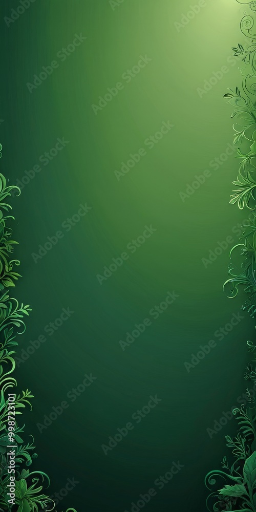 Poster a dark green background with a floral border on the left and right sides the border is composed of g
