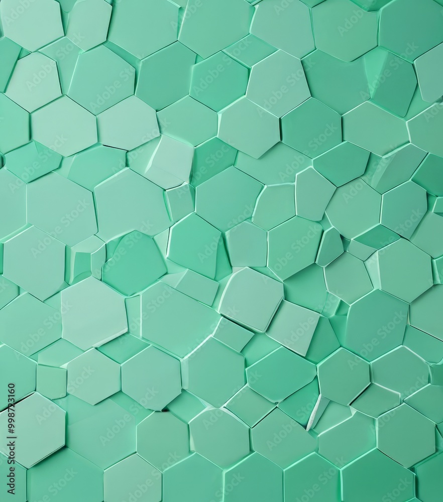 Fototapete a pattern of overlapping hexagonal shapes in various shades of green, creating a visually appealing and textured background