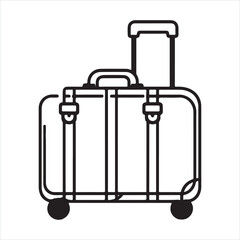 single one line trolley bag silhouette on white background
