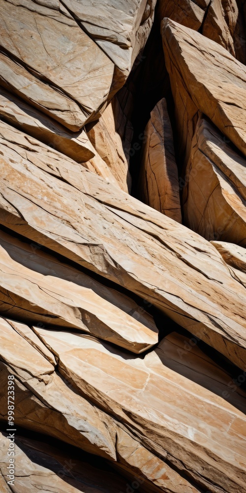 Poster a close-up view rocky surface with a variety of light brown and beige hues, with some darker brown a