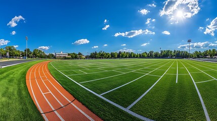 Green Football Field with Running Track