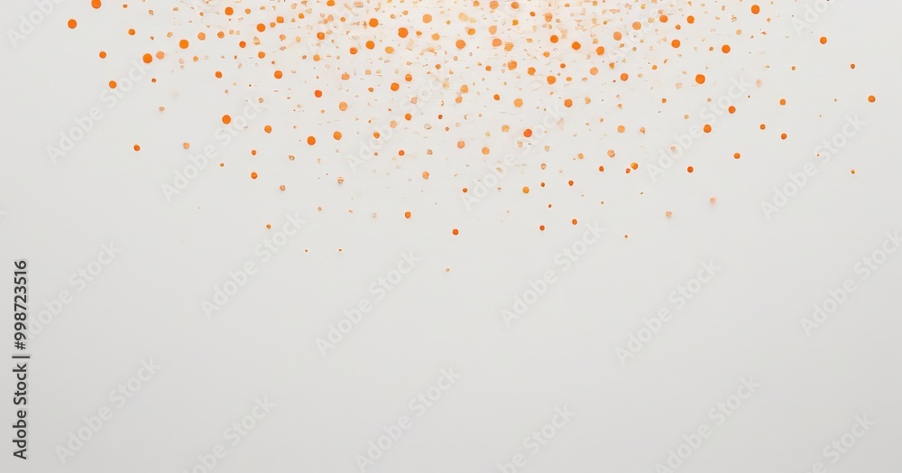 Aufkleber a white background with scattered orange dots of varying sizes, creating a sense of randomness and movement